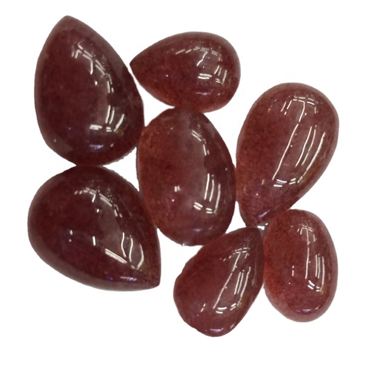 Strawberry Quartz Plain Cabochons Natural Strawberry Quartz Plain Flat Back Cabochons For Smykker 32