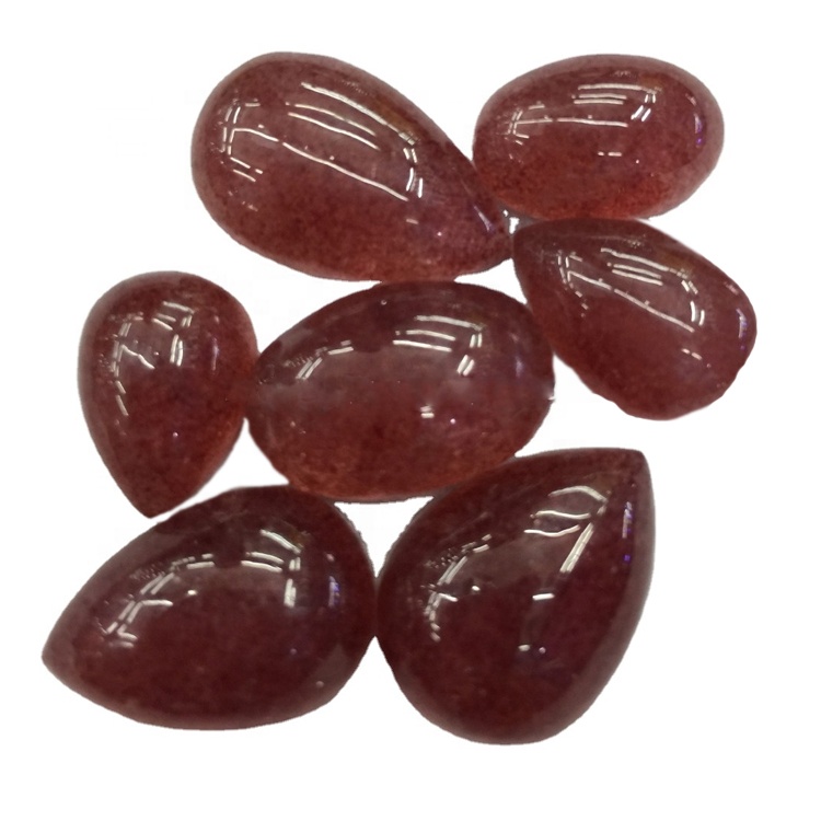 Strawberry Quartz Plain Cabochons Natural Strawberry Quartz Plain Flat Back Cabochons For Smykker 30