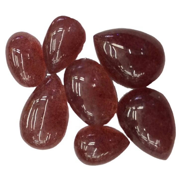 Strawberry Quartz Plain Cabochons Natural Strawberry Quartz Plain Flat Back Cabochons For Smykker 36