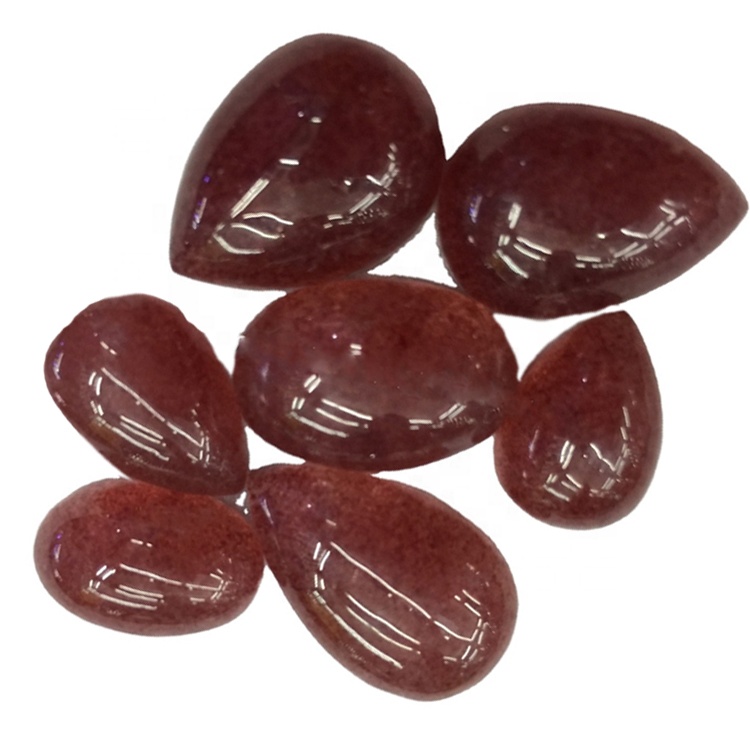 Strawberry Quartz Plain Cabochons Natural Strawberry Quartz Plain Flat Back Cabochons For Smykker 34