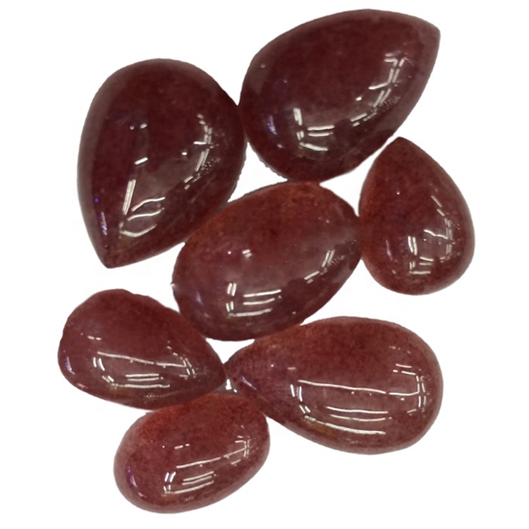 Strawberry Quartz Plain Cabochons Natural Strawberry Quartz Plain Flat Back Cabochons For Smykker 38