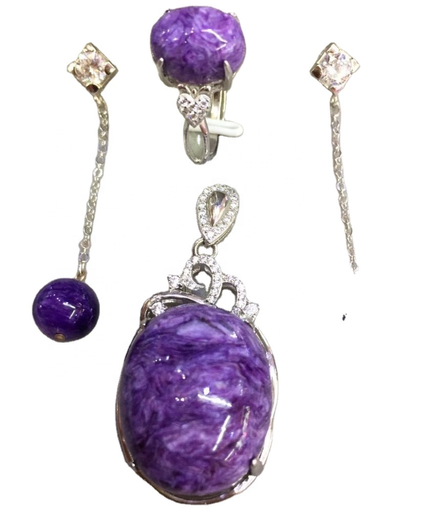 Charoite 실버 펜던트 세트 그램 당 925 스털링 실버 쥬얼리 도매당 보석 가격 7