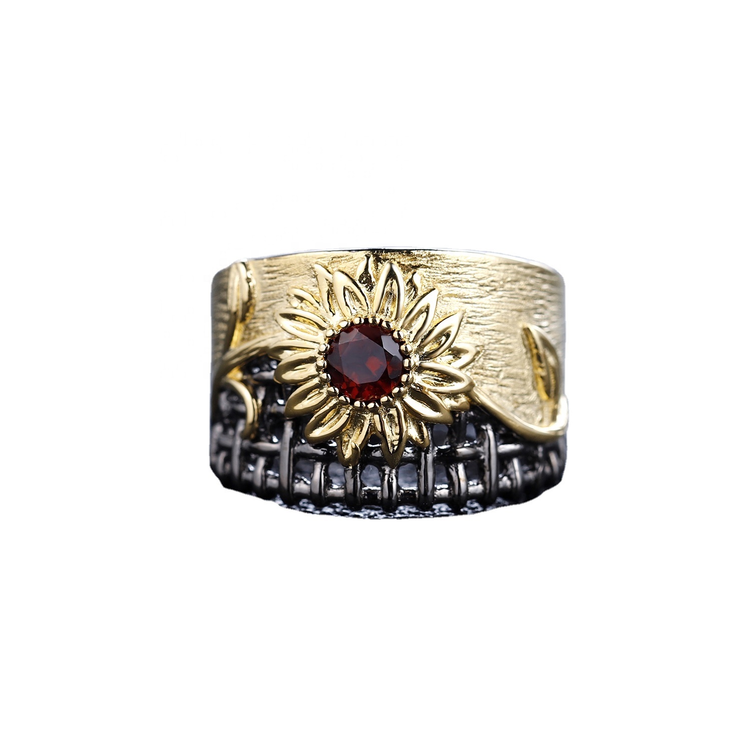 Ronde vorm 925 silwer vergulde rooi gretige ringe 9