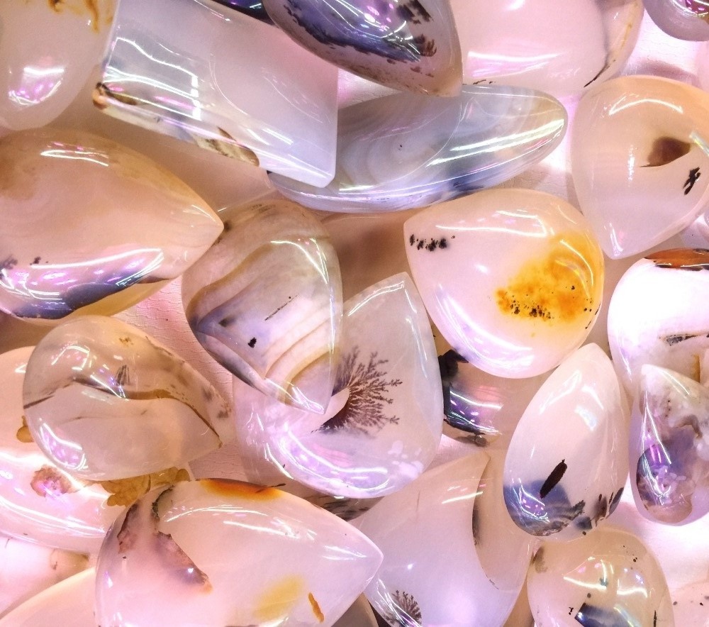 Cherry Blossom Agate Cabochon Natural Stone Blóm Agate Pocket Stones 37