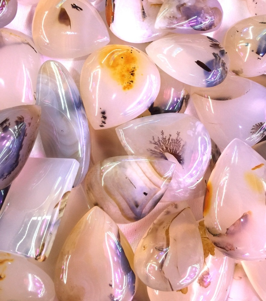 Cherry Blossom Agate Cabochon Natural Stone Blóm Agate Pocket Stones 39