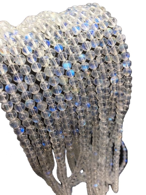 Rainbow Moonsstone Mystikarstone Ronds Beads Stréiz - Perlen 5-6mm 25