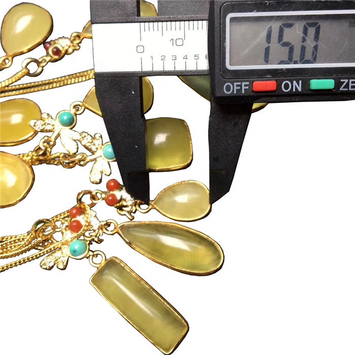 Amberê hêja Necklace Water-Drop Shape Gemstone Sterling Jewell 7