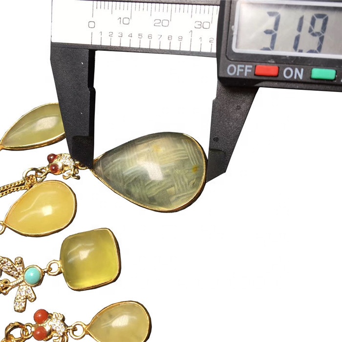 Amberê hêja Necklace Water-Drop Shape Gemstone Sterling Jewell 9