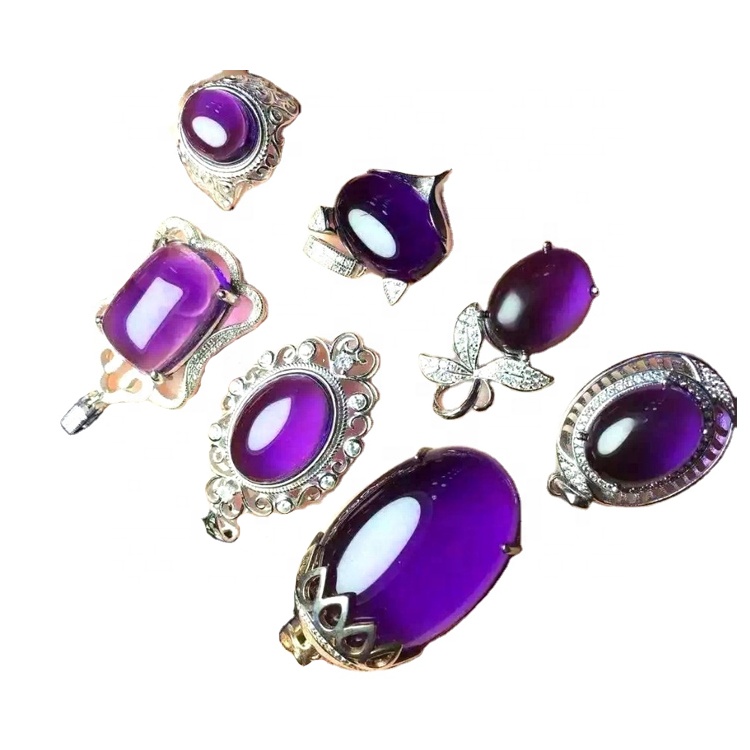 Природна високоякісна якість Amethyst 925 стерлінгових срібних кілець 34