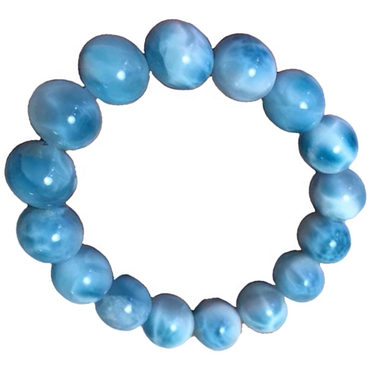 13mm Natural Rare Larimar Preziosi Braccialetti rotondi lisci lisci lisci 38
