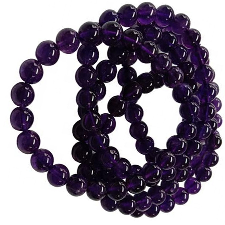 Натуральний аметистий дорогоцінний камінь круглий гладкий бісерний браслет-дорогоцінний каточник ювелірний кришталевий браслет 30