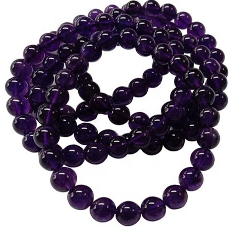 Натуральний аметистий дорогоцінний камінь круглий гладкий бісерний браслет-дорогоцінний каточник ювелірний кришталевий браслет 32