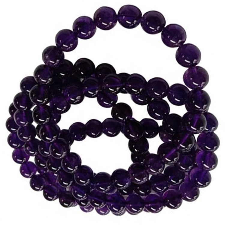 Натуральний аметистий дорогоцінний камінь круглий гладкий бісерний браслет-дорогоцінний каточник ювелірний кришталевий браслет 34
