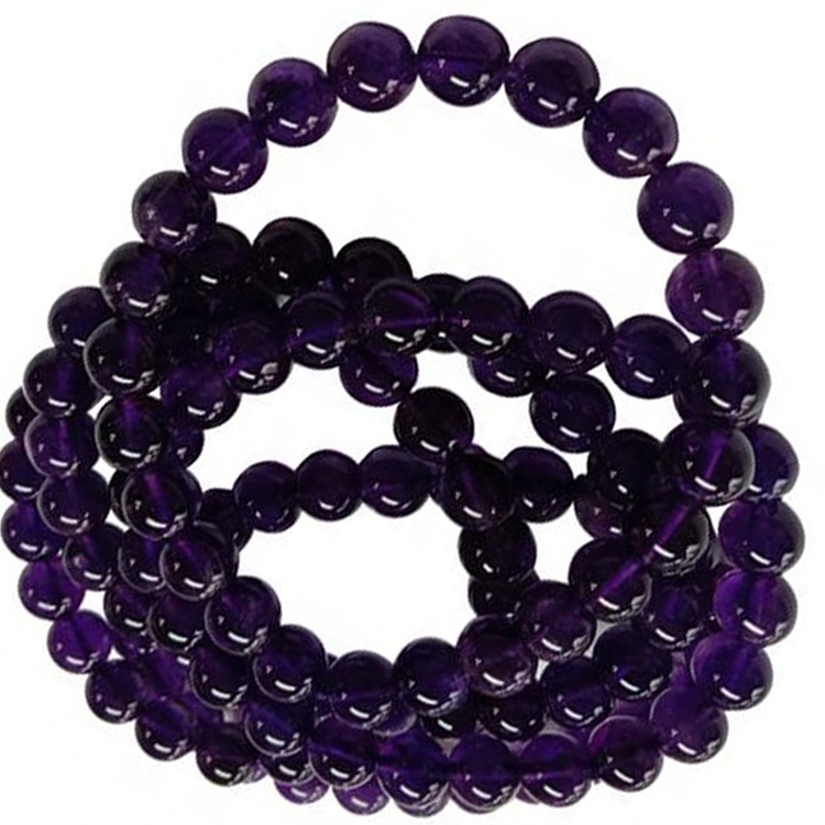 Натуральний аметистий дорогоцінний камінь круглий гладкий бісерний браслет-дорогоцінний каточник ювелірний кришталевий браслет 36