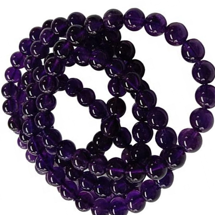 Натуральний аметистий дорогоцінний камінь круглий гладкий бісерний браслет-дорогоцінний каточник ювелірний кришталевий браслет 38