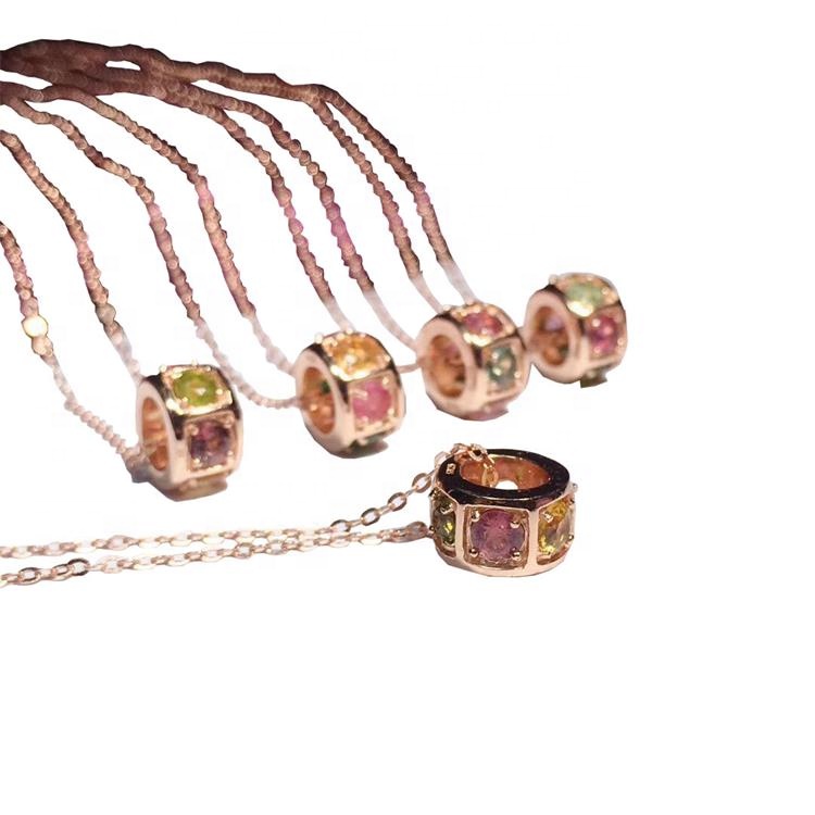 మహిళా నగల కోసం సొగసైన సహజ pleochroiac tourmaline నెక్లెస్ బంగారు నెక్లెస్ టూర్మాలిన్ రత్నం 32