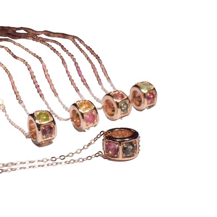 మహిళా నగల కోసం సొగసైన సహజ pleochroiac tourmaline నెక్లెస్ బంగారు నెక్లెస్ టూర్మాలిన్ రత్నం 38