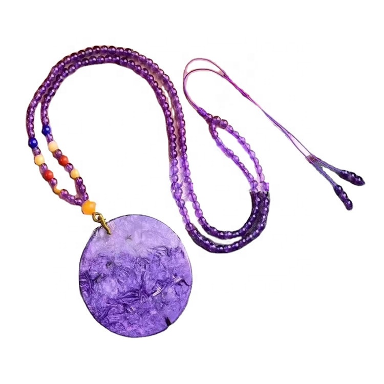 Køb Best Charoite Lilla Amethyst & Pearl Gemstone med 925 Sterling Sølv Håndlavet Smykker Smukke 32