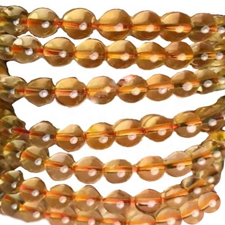 Manik Grosir String String Round Panas Manik Citrine kanggo Kalung 34