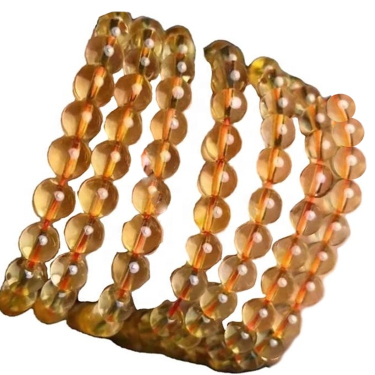 Manik Grosir String String Round Panas Manik Citrine kanggo Kalung 38