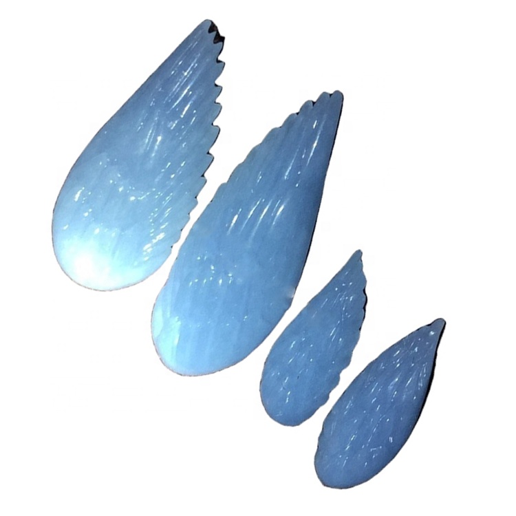 Клинг облик исклесан камен / резбарени анђеоски плави драгуљ драгуља 32