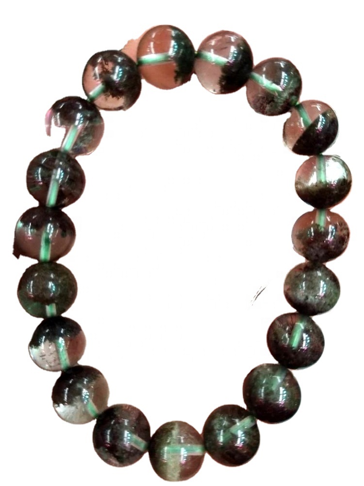Naturlig spøkelse Phantom Quartz krystall runde perler armbånd masse kvantitet gjør engros 31