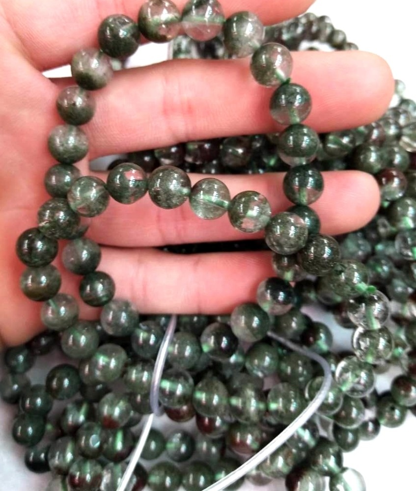 Naturlig spøkelse Phantom Quartz krystall runde perler armbånd masse kvantitet gjør engros 33