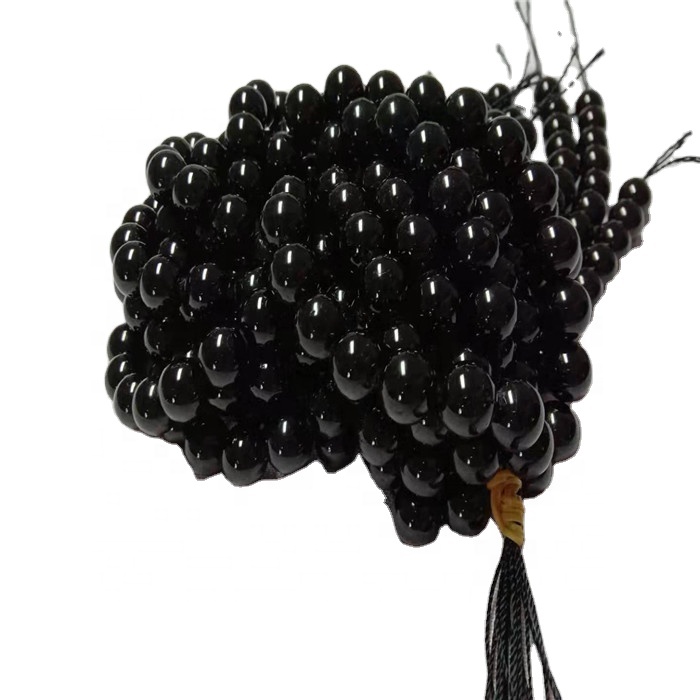 Natural Black Tourmaline Round Shape Perlur slétt Gemstone Strings 11