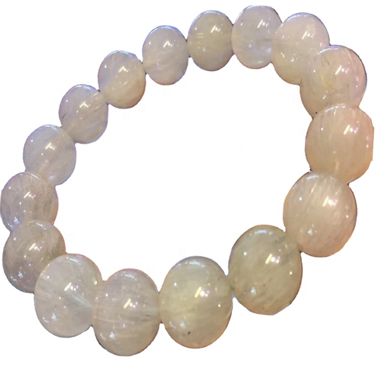 Hvítur rutilated kvars gemstone umferð perlur armband skartgripi 30