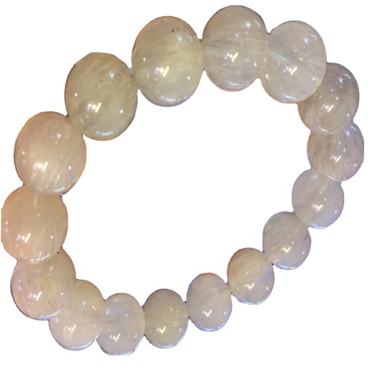Hvítur rutilated kvars gemstone umferð perlur armband skartgripi 28