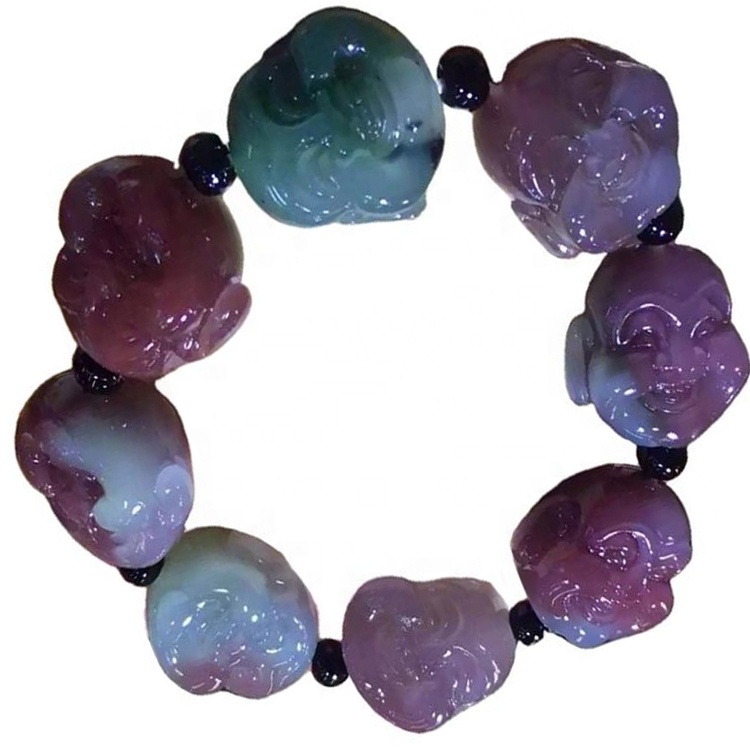 Verde-Levanto ឆ្លាក់អង្កាំព្រះពុទ្ធអធិដ្ឋានគ្រឿងអលង្ការ ខ្សែដៃ agate 32