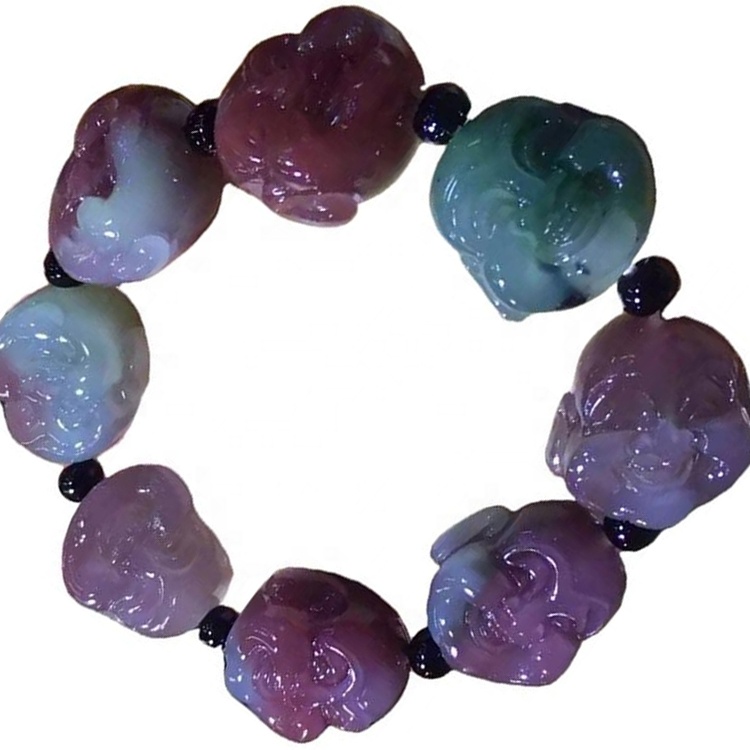 Verde-Levanto ឆ្លាក់អង្កាំព្រះពុទ្ធអធិដ្ឋានគ្រឿងអលង្ការ ខ្សែដៃ agate 34