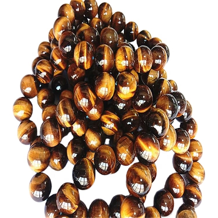 Přírodní žlutý tygr oko náramek kulatý tvar korálky hladký drahokam 31