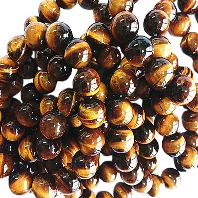 Přírodní žlutý tygr oko náramek kulatý tvar korálky hladký drahokam 33