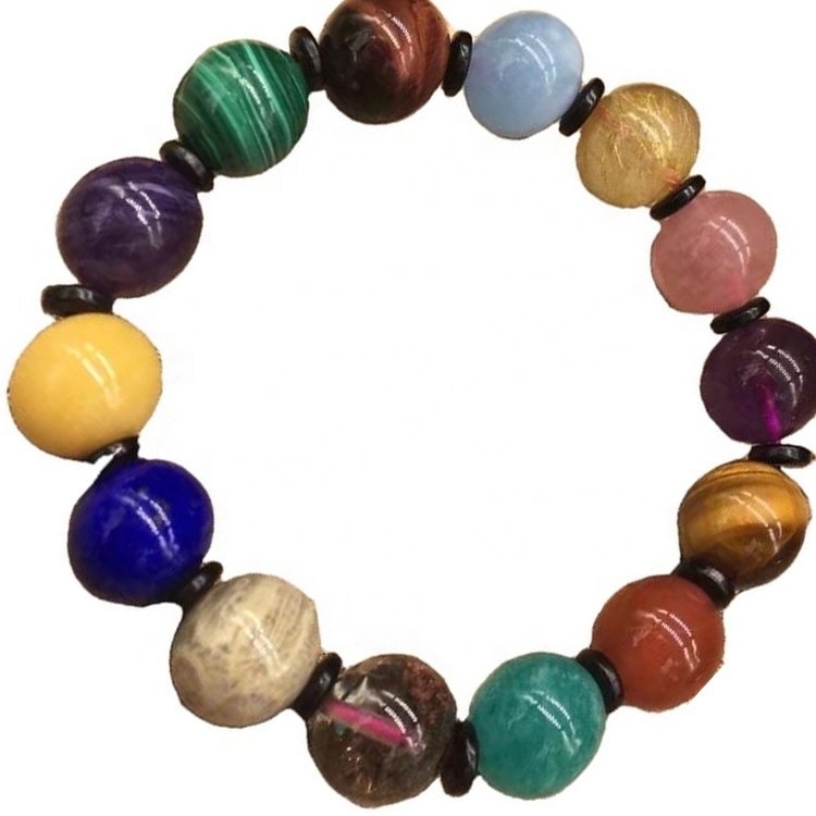 自然和真正的不同寶石圓珠使時尚手鐲批發 32