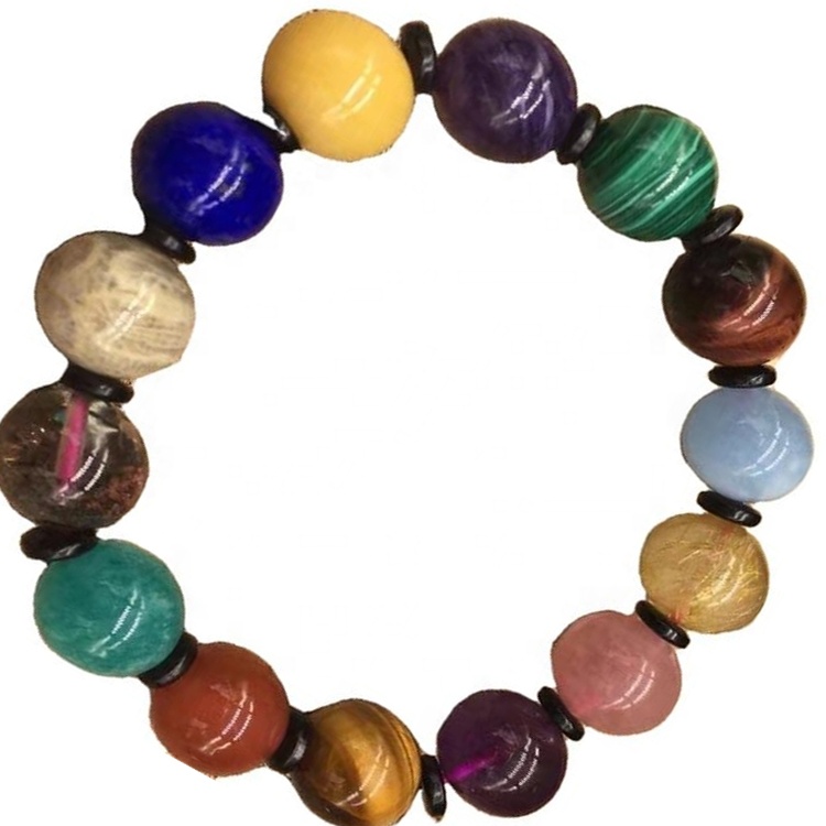 自然和真正的不同寶石圓珠使時尚手鐲批發 34