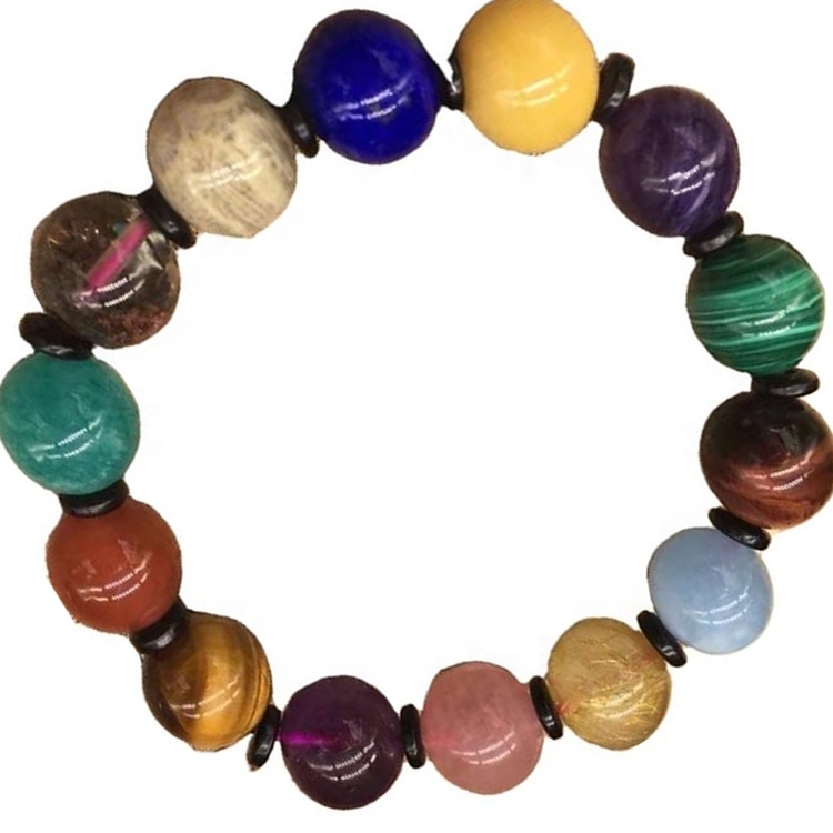 自然和真正的不同寶石圓珠使時尚手鐲批發 36