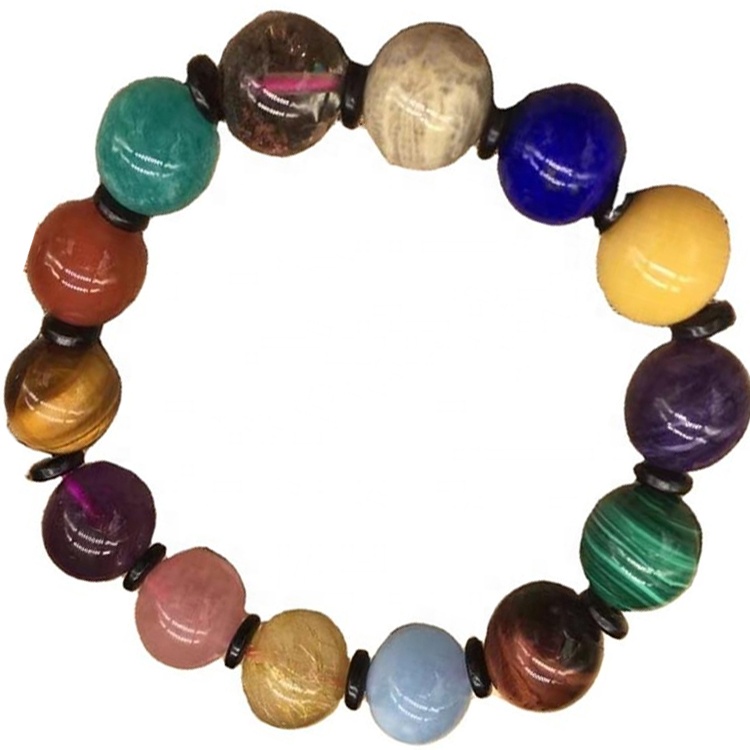 自然和真正的不同寶石圓珠使時尚手鐲批發 38