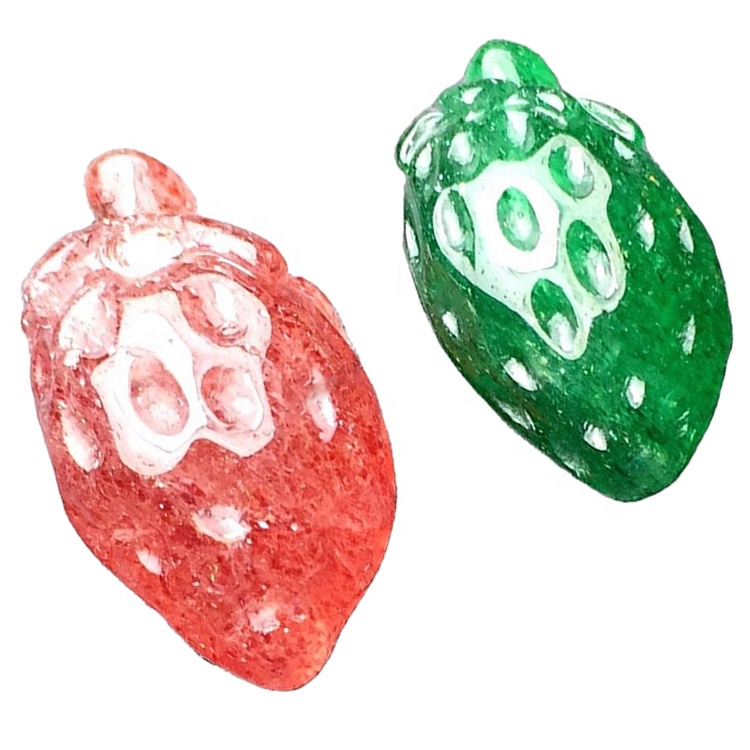 రత్నం స్ట్రాబెర్రీ క్వార్ట్జ్ చెక్కిన పువ్వులు / పక్షులు / జంతువులు స్టోన్స్ టోకు తయారు 38