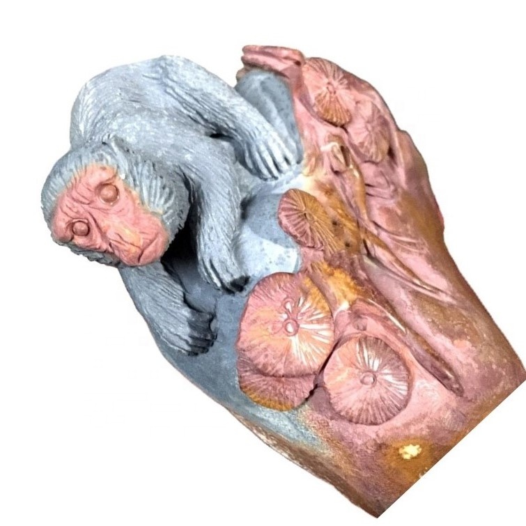 Tangan gawenan tangan ngukir patung gaya monyet / patung agate 34