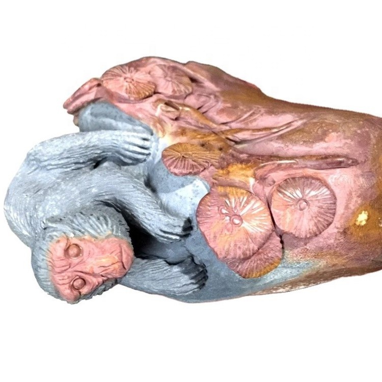 Tangan gawenan tangan ngukir patung gaya monyet / patung agate 40