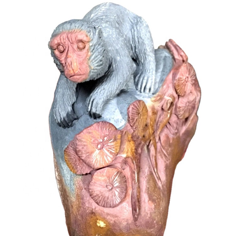 Tangan gawenan tangan ngukir patung gaya monyet / patung agate 42