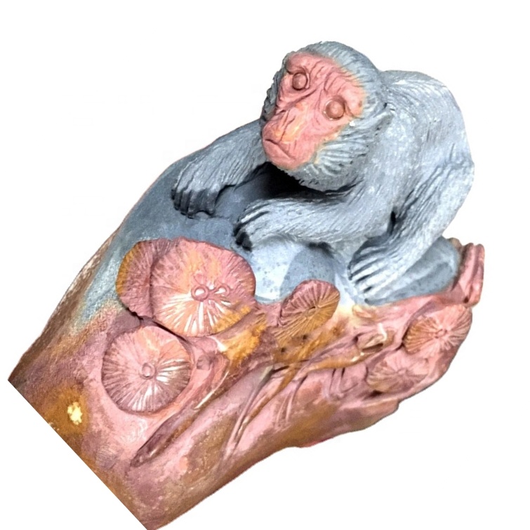 Tangan gawenan tangan ngukir patung gaya monyet / patung agate 44