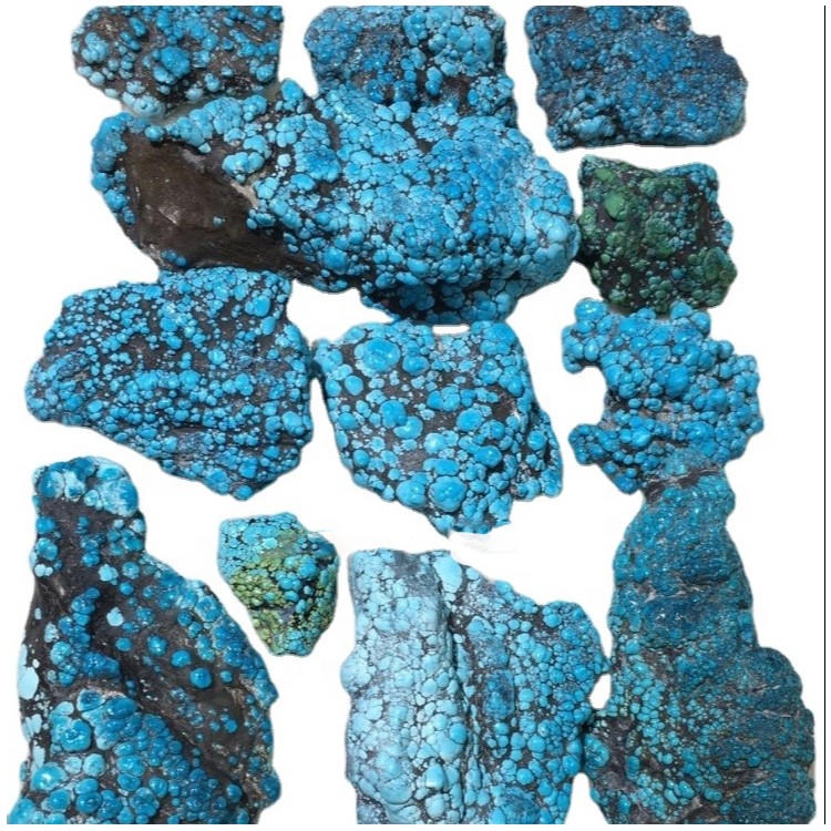 Spider Web Dark Blue Turquoise Matrix Rough Cao cấp Ngọc lam từ Mỏ Cloudly Turquoise 11