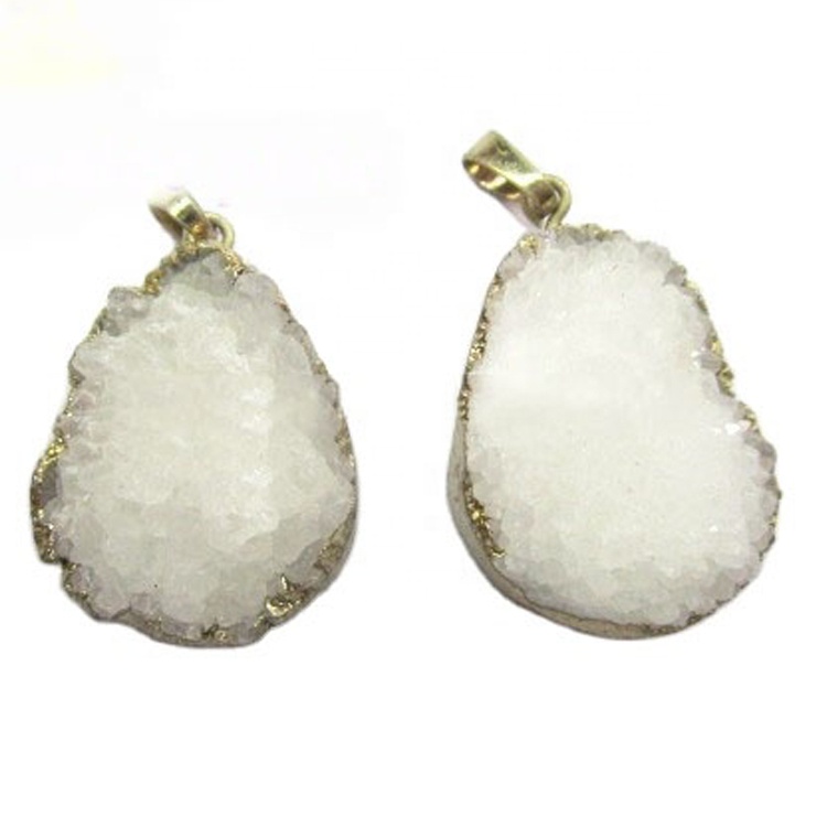 Hot Sale 20mm oant 40mm Cush-foarm Crystal Druzy Electropate Gemstone Pendant 13