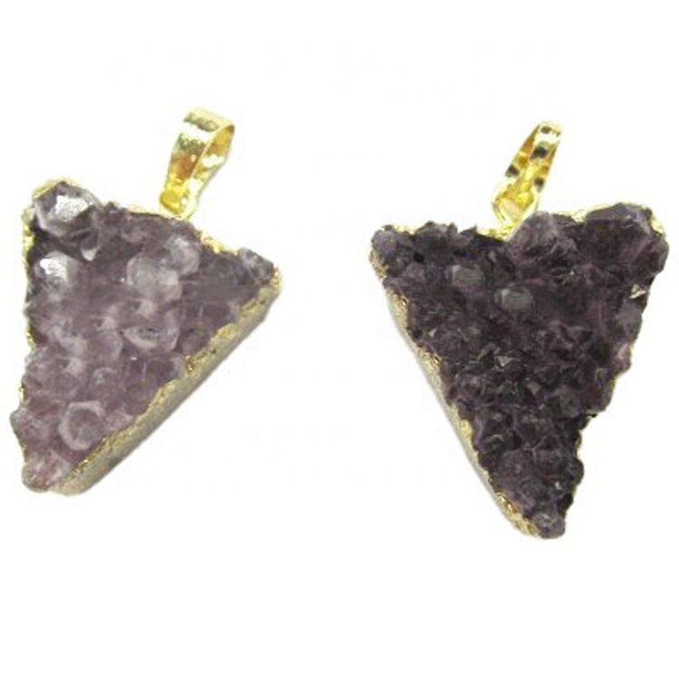 Hot Sale 20mm oant 40mm Cush-foarm Crystal Druzy Electropate Gemstone Pendant 15