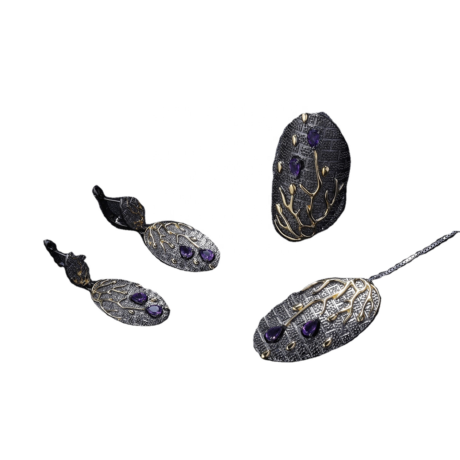 Teardrop Amethyst Stone Bezel Pendant Gold plated Single Loop Pendant Charm 13