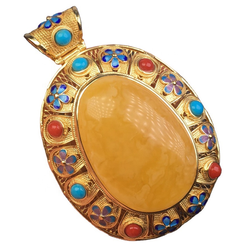 Hình bầu dục màu vàng mã não độc lập. Mặt dây chuyền tổng hợp đá quývarious. Mặt dây chuyền 11