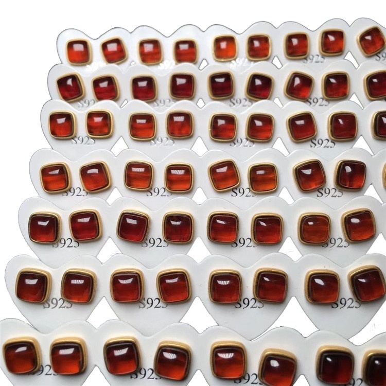 Natural garnet fashoni mhete dzinoyera quadrilateral garnet mhete dzemukadzi 9