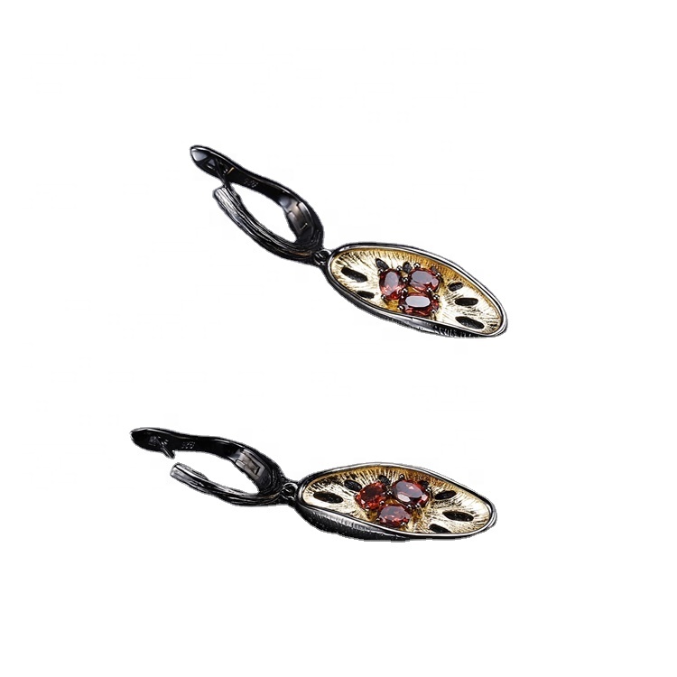 Alahas Fashion Wholesale 925 Sterling Silver Gold Plated Quartz Tear Drop Women Earrings 35